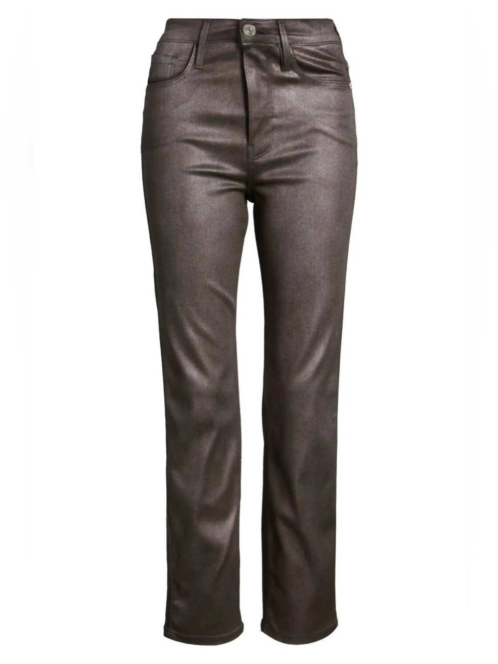 Frame Le Sylvie Slender Straight Coated Jeans in metallic brown